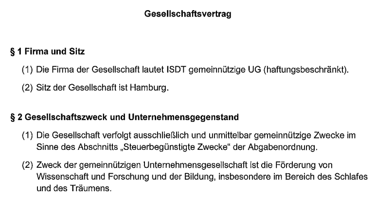 Auszug aus der Satzung: Gesellschaftszweck