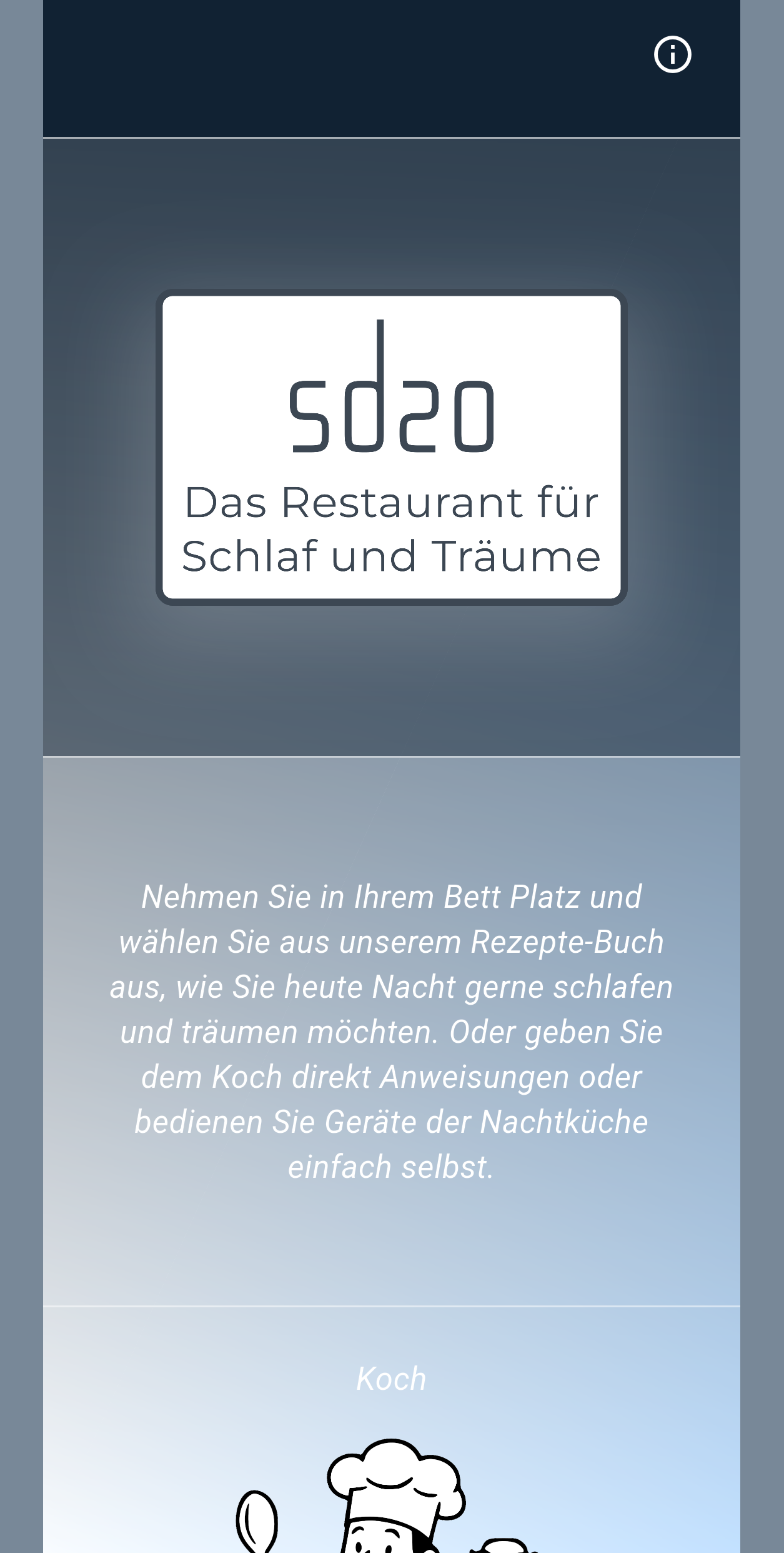 sd20 App: Startbildschirm